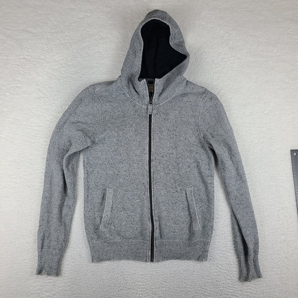 Carbon 2 Cobalt Hoodie Mens Small Gray Knit Full Zip Pocket 100% Cotton